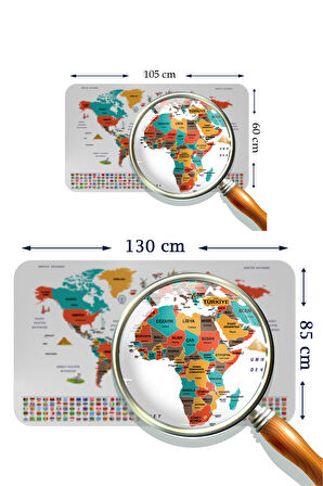 Harita Sepeti Türkçe Ülke Bayrak lı Eğitici Başkent Detaylı Atlası Dünya Haritası Duvar Sticker 3858