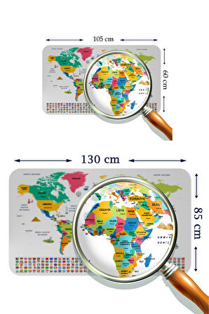 Harita Sepeti Türkçe Ülke Bayrak lı Eğitici Başkent Detaylı Atlası Dünya Haritası Duvar Sticker 3860