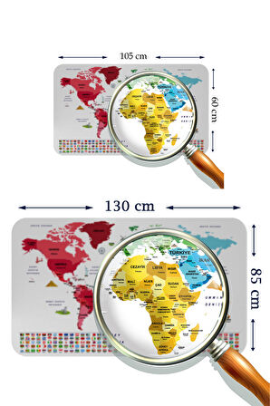 Harita Sepeti Türkçe Ülke Bayrak lı Eğitici Başkent Detaylı Atlası Dünya Haritası Duvar Sticker 3861
