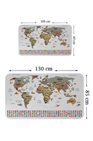 Harita Sepeti Türkçe Ülke Bayrak lı Eğitici Başkent Detaylı Atlası Dünya Haritası Duvar Sticker 3862