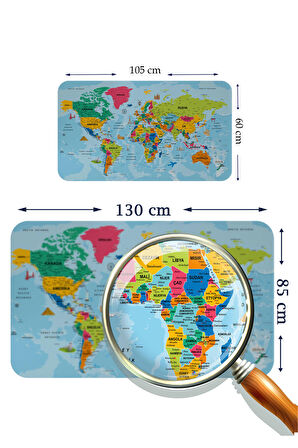 Harita Sepeti Eğitici ve Öğretici Dünya ve Türkiye Haritası Çocuk Odası Duvar Sticker 3882