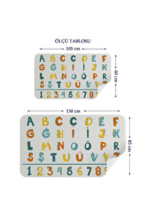 Dinozor Desenli Eğitici Türkçe Alfabe ve Sayı, Çocuk Odası, Anaokulu Duvar Stickeri-3893