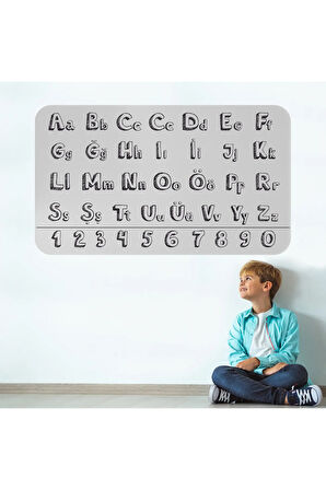 Eğitici El Çizimi Türkçe Alfabe ve Sayı Eğitim Stickerı, Çocuk Odası, Anaokulu Duvar Stickerı-3897