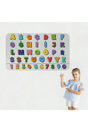 Eğitici Renkli Türkçe Alfabe ve Sayı Eğitim Stickerı, Çocuk Odası, Anaokulu Duvar Stickerı-3898