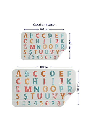 Desenli Renkli Eğitici Türkçe Alfabe ve Sayı, Çocuk Odası, Anaokulu Duvar Stickeri-3900