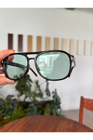 Harvey Siyah Unisex Çift Köprülü Aksesuarlı Güneş Gözlüğü Erkek Kadın Gözlük
