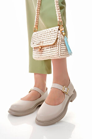 Mary Jane Mokosen Loafer Babet Günlük Rahat Hafif Trend Kemerli Babet Ayakkabı