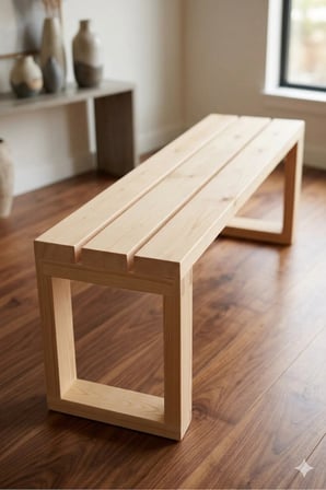 Ladin Masif Ahşap Bank Tabure 30x70x42 Cm Naturel