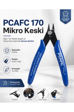Hassas Elektronikçi Tipi Mini Yan Keski Pensesi PCAFC 170 Yaylı Mikro Kablo Kesme Makası Bakır Tel Plastik Çapak Temizleme Aleti Maket Bobinaj Devre Kartı Montaj Tamirat El Aleti Kırpma Makasları