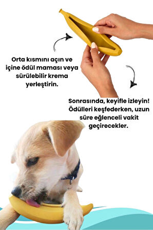 Havhav Kauçuk Muz Köpek Oyuncağı Içine Ödül Maması Koyulabilir Köpek Zeka Oyuncağı