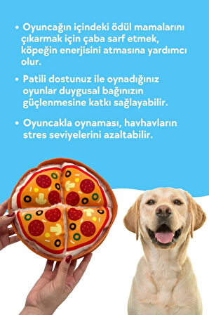 Havhav Pizza Şekilli Interaktif Mama Saklamalı Köpek Oyuncağı Ses Çıkaran Köpek Zeka Oyuncağı