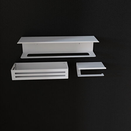 Havluluk Şampuanlık Tuvalet Kağıtlık 3 Lü Set Beyaz