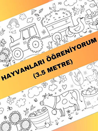 Hayvanları Öğreniyorum Boyama Kağıdı Çiftlik Hayvanları – 3,5 Metre