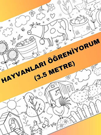 Hayvanları Öğreniyorum Boyama Kağıdı Çiftlik Hayvanları – 3,5 Metre