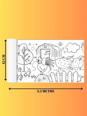 Hayvanları Öğreniyorum Boyama Kağıdı Çiftlik Hayvanları – 3,5 Metre