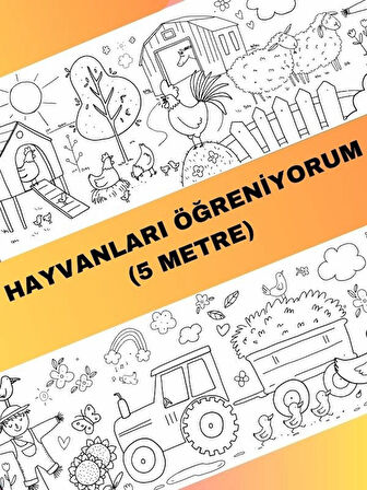 Hayvanları Öğreniyorum Boyama Kağıdı Çiftlik Hayvanları – 5 Metre