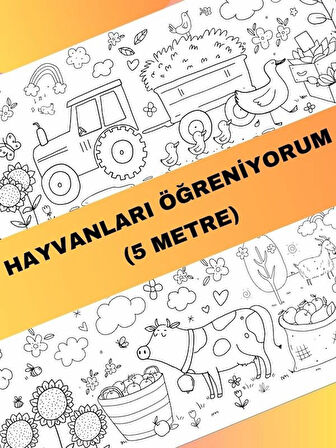 Hayvanları Öğreniyorum Boyama Kağıdı Çiftlik Hayvanları – 5 Metre