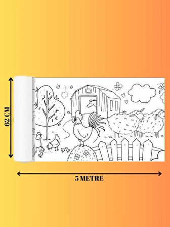 Hayvanları Öğreniyorum Boyama Kağıdı Çiftlik Hayvanları – 5 Metre