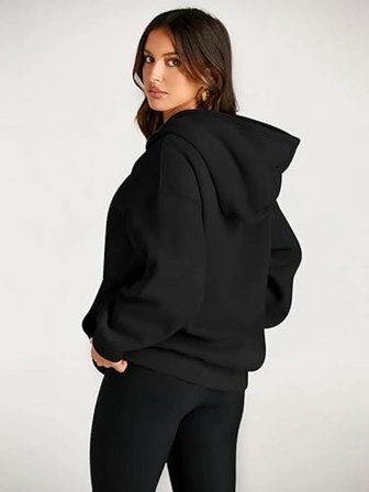 Siyah Kapşonlu Model Oversize Kalıp Regular UNİSEX Sweatshirt