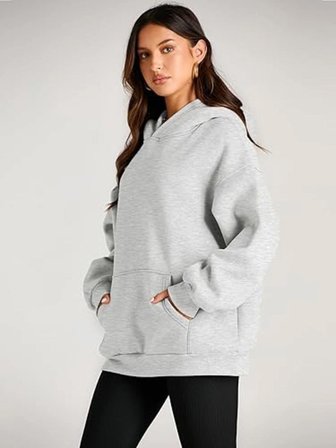 Gri Kapşonlu Model Oversize Kalıp Regular UNİSEX Sweatshirt