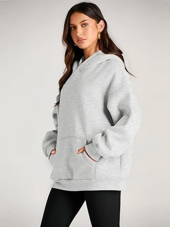 Gri Kapşonlu Model Oversize Kalıp Regular UNİSEX Sweatshirt