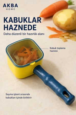 Hazneli Sebze ve Meyve Soyacağı Kabuk Toplamalı Patates ve Havuç Soyucu