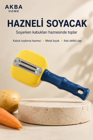 Hazneli Sebze ve Meyve Soyacağı Kabuk Toplamalı Patates ve Havuç Soyucu