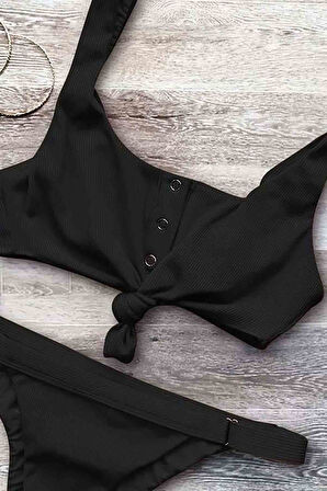 Çıtçıtlı Bikini Takım Siyah - 10057.1834.