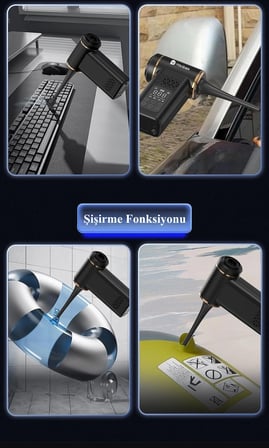  HB-805 Çok Fonksiyonlu Taşınabilir Araç Pompası Şişirme,Süpürme Vakumlu Temizleme,Üfleme ve Aydınlatma Makinesi