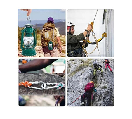 Karabina Kilitli 10Mm Yaylı Kanca Çelik Kilit Tırmanma Olta Kamp Ekipmanları Hamak Askı 4 Adet