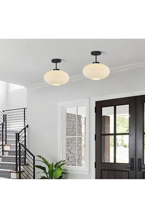 E27 Mat Opal Beyaz Elips Oval Tavan Avize Modern Şık Yumuşak Işık Dağılımı