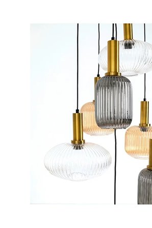 Mylights Demet Habek Masaüstü Dokuzlu 9lu Cam Sarkıt Modern Şık Salon Avize Otel Avm Restaurant Ofis