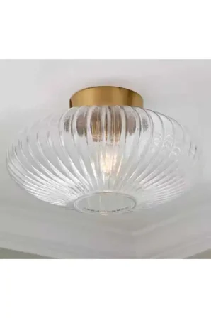 RUSTİK VİNTAGE ŞEFFAF  ELİPS CAMLI TAVAN PLOFONYER AVİZE   ÇAP 30 CM