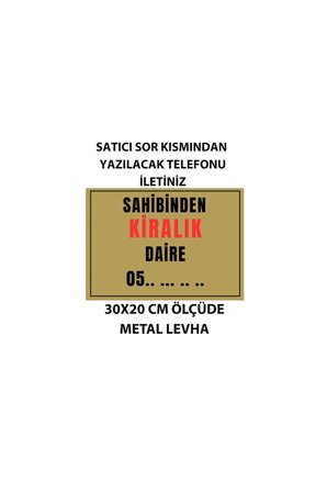 Sahibinden Kiralık Levha Altın Metal 20x30 cm Kişiye Özel