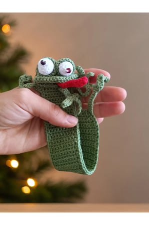 Amigurumi El Yapımı Kurbağa Kitap Ayracı (Yüksek Kaliteli Malzeme, Detaylı ince işçilik)