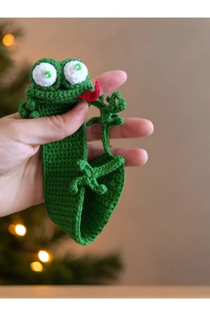Amigurumi El Yapımı Kurbağa Kitap Ayracı (Yüksek Kaliteli Malzeme, Detaylı ince işçilik)