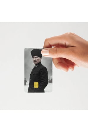 Atatürk Kalpaklı ve Atlı 2'li Kart Kaplama Sticker, Çipli Banka/ATM Kartlara uyumlu