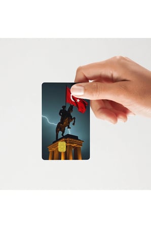 Atatürk Kalpaklı ve Atlı 2'li Kart Kaplama Sticker, Çipli Banka/ATM Kartlara uyumlu