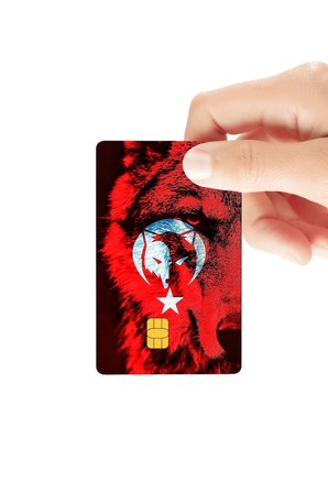 Bozkurt Türk Kırmızı Renk Parlak Kredi/Banka Kart Kaplama Sticker