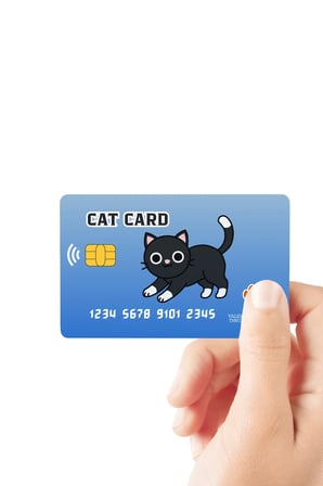 Cat Card Mavi Kedi Kartı Temalı Parlak Kredi/Banka Kart Kaplama Sticker