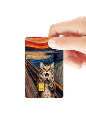 Çığlık Kedi Yüksek Çözünürlük Parlak Kredi/Banka Kart Kaplama Sticker