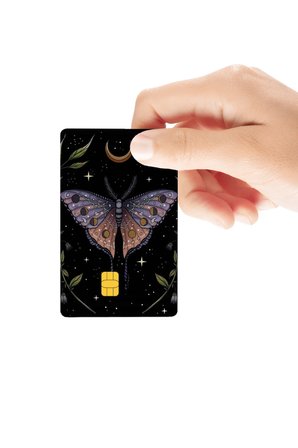Kelebek Ay Motifli Astroloji Temalı Parlak Kredi/Banka Kart Kaplama Sticker