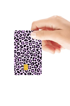 Leopar Desenli Pembe Hologramlı Parlak Kredi/Banka Kart Kaplama Sticker
