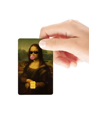 Mona Lisa Sakızlı Gözlüklü Mizahi Temalı Parlak Kredi/Banka Kart Kaplama Sticker