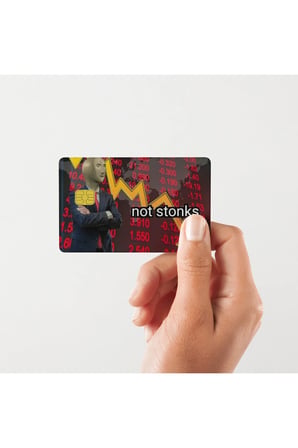 Not Stonks yazılı Parlak Kredi/Banka Kart Kaplama Sticker (Yüksek Kalite)