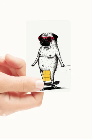 Gözlüklü Patenci Köpek Tasarımlı Kredi Kartı Ve Akbil Kaplama Sticker