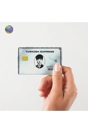 Turkish Express Diamond Parıltılı Kart Kaplama Hologramlı Sticker Kart Etiketi (Yüksek Kaliteli Baskı)