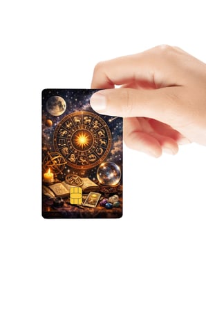 Zodyak ve Gezegenlerin Gizemleri Temalı Parlak Kredi/Banka Kart Kaplama Sticker