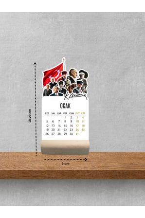 2026 Atatürk Temalı Masa Takvimi, Ahşap Ayaklı Mini Özel Tasarım, Yüksek Kaliteli Baskı
