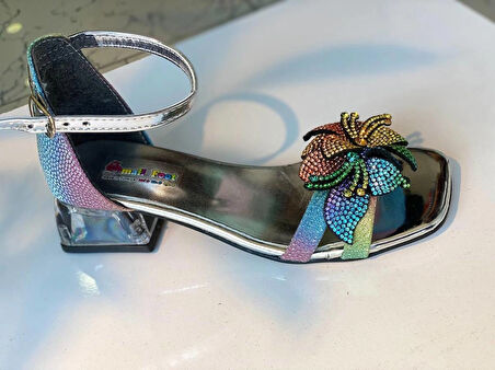 Kız çocuk taşlı abiye topuklu ayakkabı